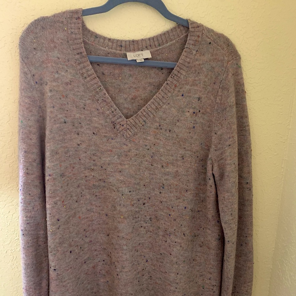 Loft multicolored pink sweater